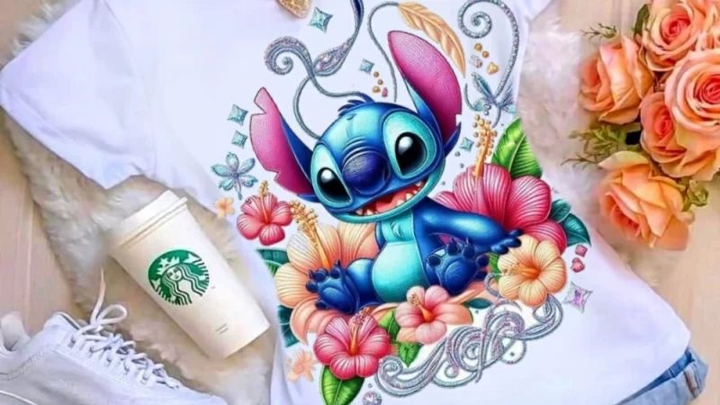 👕 Camiseta Feminina Estampada Stitch – T-shirt Casual com Manga Curta e Gola Redonda