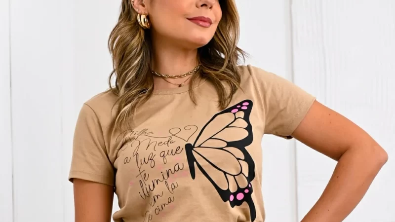 T-shirt Feminina 100% Algodão Manga Curta Gola Redonda | Blusa Casual e Confortável